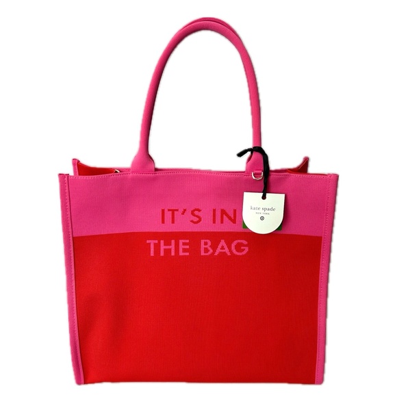 NWT Colorblock Knit Tote - kate spade new york x Target - IT'S IN THE BAG red/pk - Picture 3 of 15